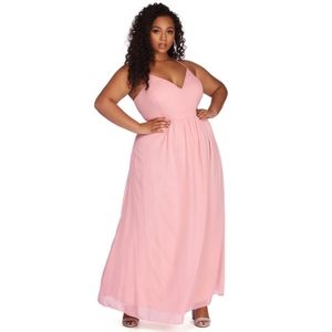 Windsor 1x Nwot open back pink maxi dress